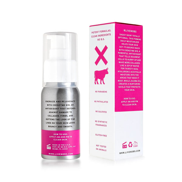 No BS Skincare COQ10 Antioxidant Cream bottle and box back