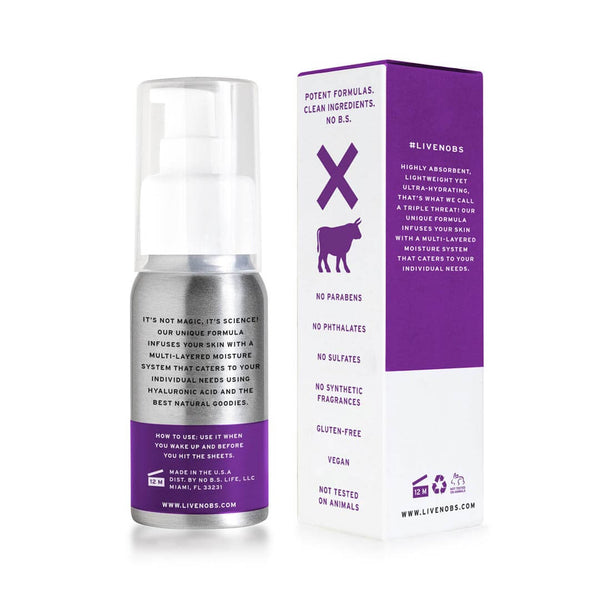  No BS Hyaluronic Day + Night Cream bottle and box back