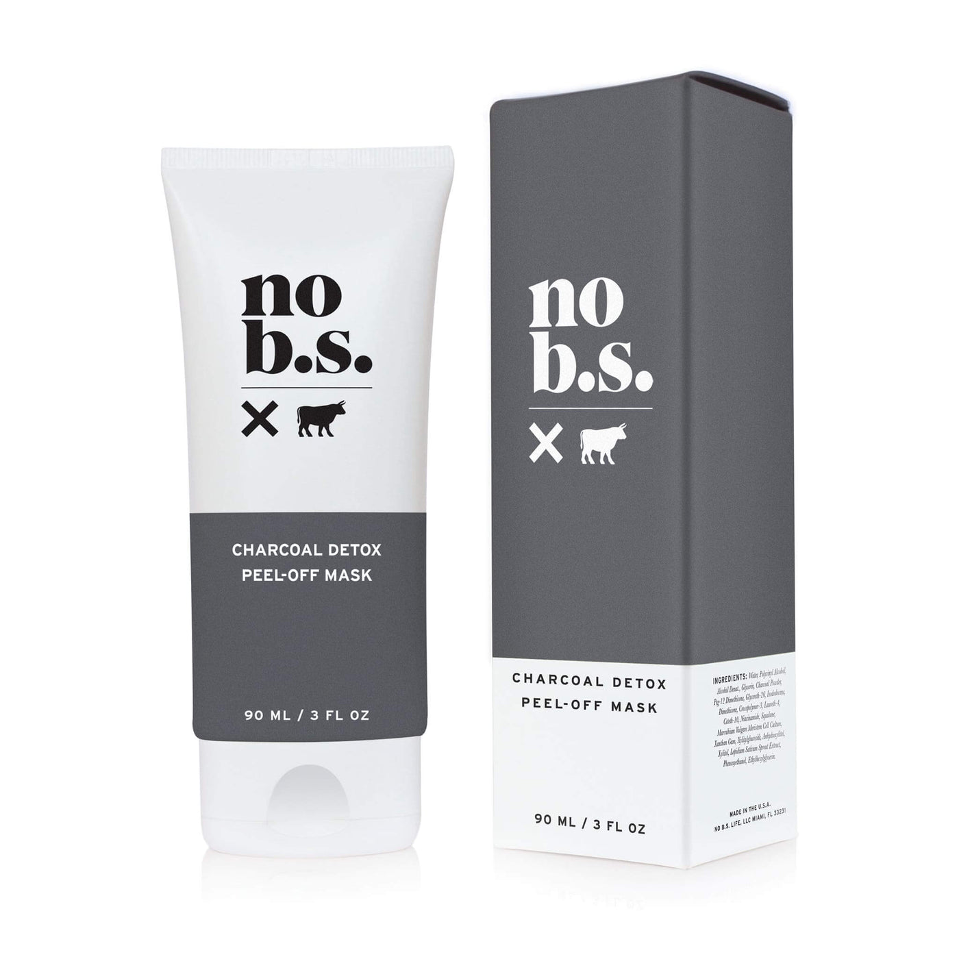 No BS Charcoal Detox Peel-Off Mask bottle and box front